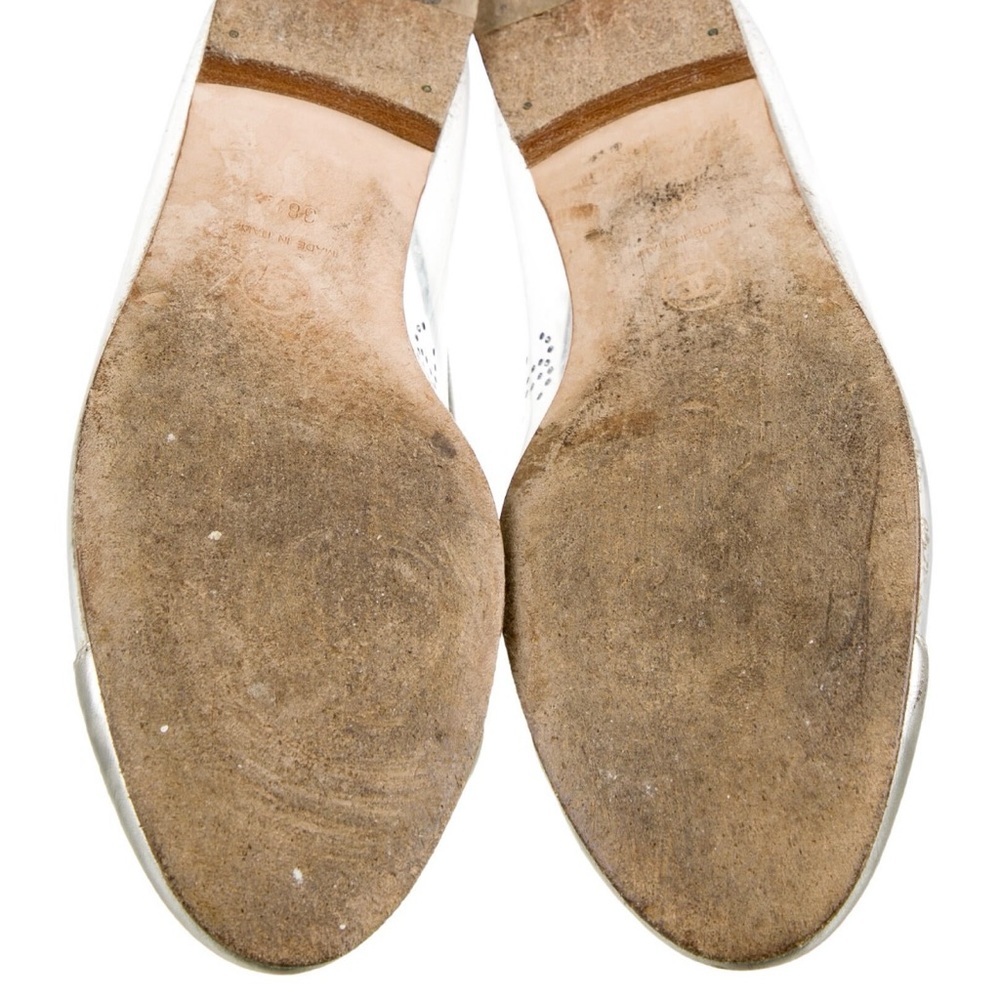 CHANEL Silver Leather Slingback Flats - Picture 6 of 13